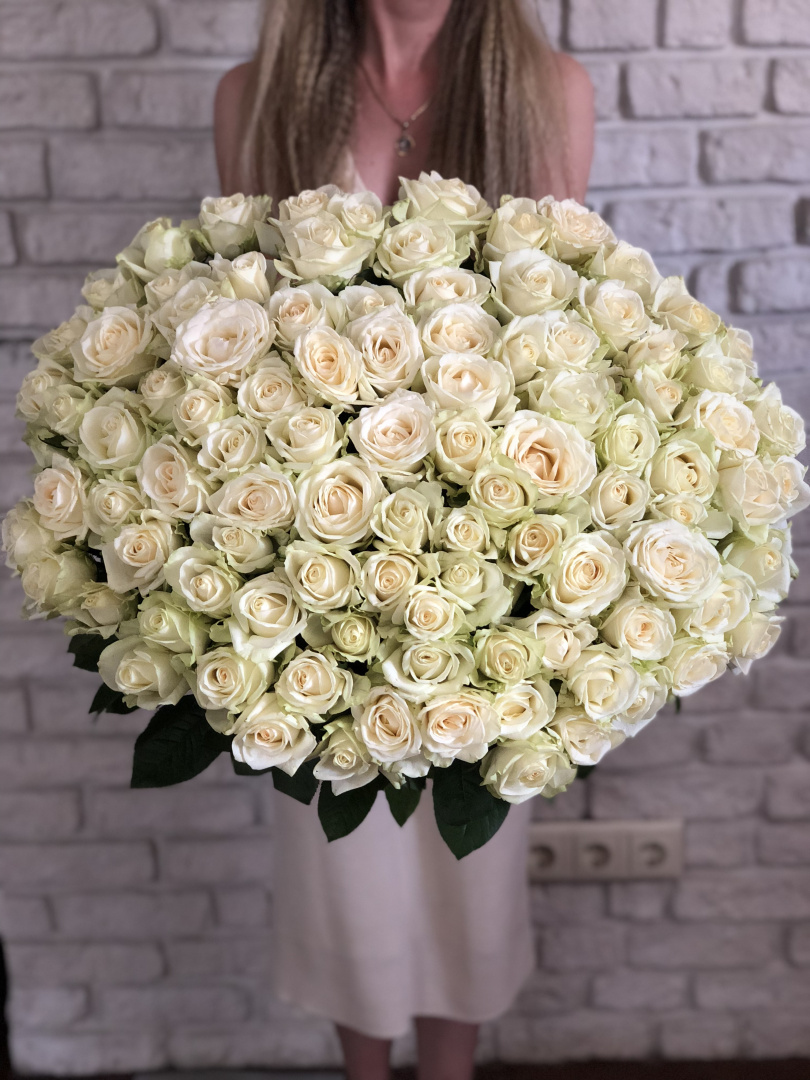 картинка Букет 101 роза Avalanche 40 см